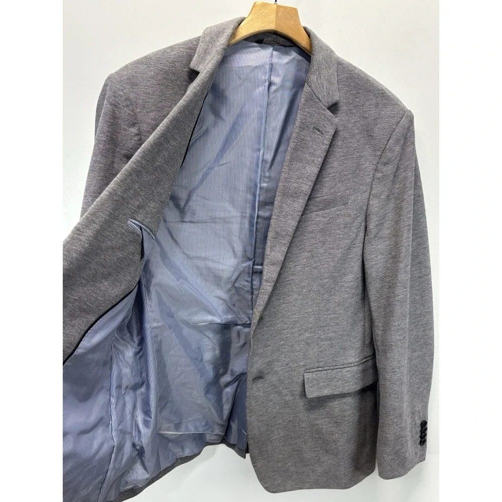 Banana Republic Mens Slim Fit Gray Knit Woven 2-Btn Blazer Jacket 42S Sport Coat
